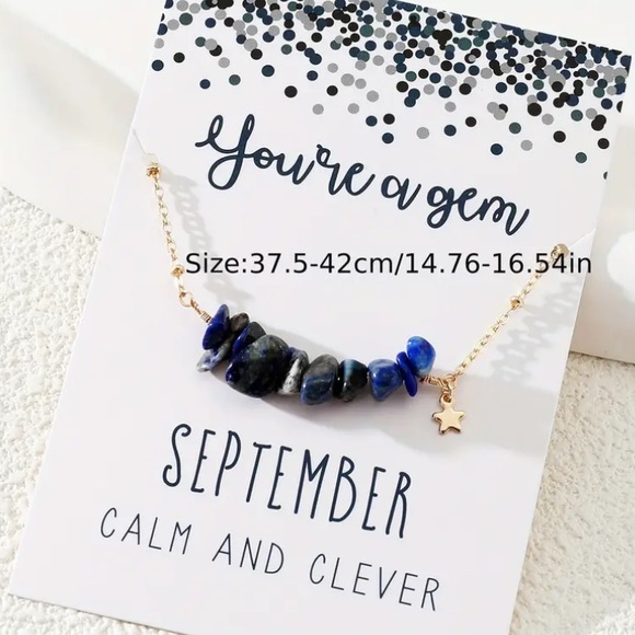 Natural Stone Chips Birthstone Necklace - Picture 10 of 13